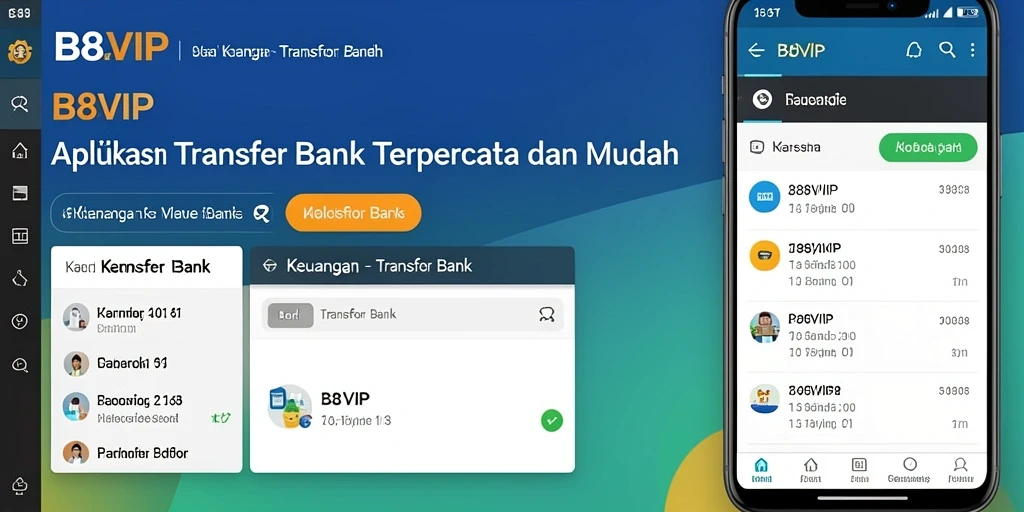 Tampilan antarmuka aplikasi B8VIP untuk transfer bank yang intuitif.