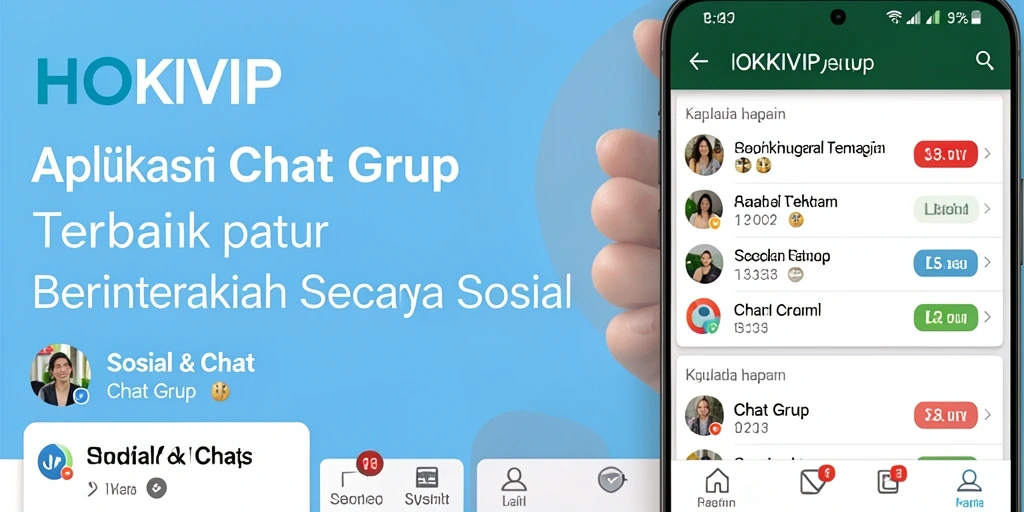 Antarmuka utama HOKIVIP yang menunjang fungsi Chat Grup.