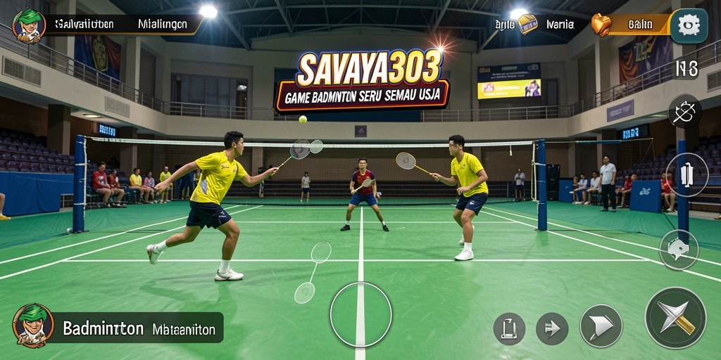 Tampilan antarmuka SAVAYA303 dengan aksi Badminton yang seru.